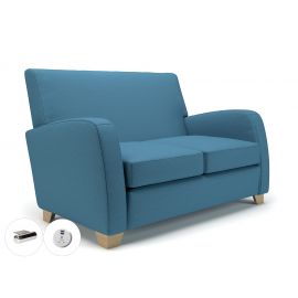 Wynne 132cm Wide Sofa Lagoon Fabric Wide Chrome Feet With Socket