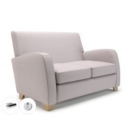 Wynne 132cm Wide Sofa Linen Fabric Wide Chrome Feet With Socket