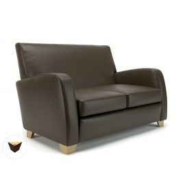 Wynne 132cm Wide Sofa Mocha Faux Leather Ebony Wood Feet