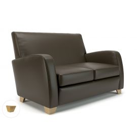 Wynne 132cm Wide Sofa Mocha Faux Leather Light Wood Feet