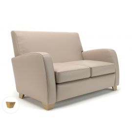 Wynne 132cm Wide Sofa Taupe Faux Leather Light Wood Feet