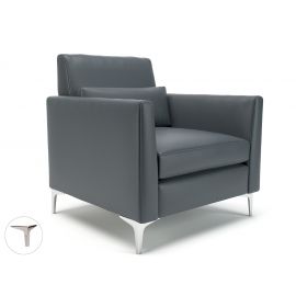 Roselle 90cm Wide Armchair Atlantic Faux Leather Chrome Feet