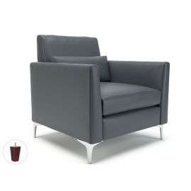 Roselle 90cm Wide Armchair Atlantic Faux Leather Ebony Wood Feet