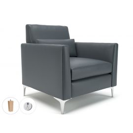 Roselle 90cm Wide Armchair Atlantic Faux Leather Light Wood Feet With Socket