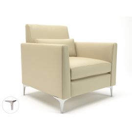 Roselle 90cm Wide Armchair Chalk Faux Leather Chrome Feet