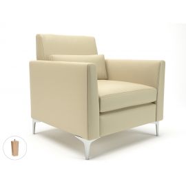 Roselle 90cm Wide Armchair Chalk Faux Leather Light Wood Feet