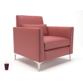 Roselle 90cm Wide Armchair Chilli Faux Leather Ebony Wood Feet