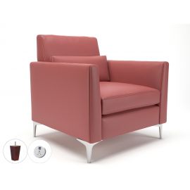 Roselle 90cm Wide Armchair Chilli Faux Leather Ebony Wood Feet With Socket