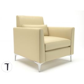 Roselle 90cm Wide Armchair Cream Faux Leather Matt Black Feet