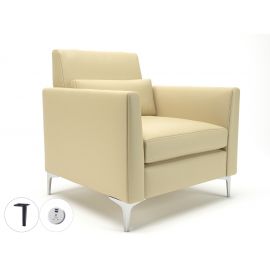 Roselle 90cm Wide Armchair Cream Faux Leather Matt Black Feet With Socket