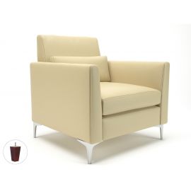 Roselle 90cm Wide Armchair Cream Faux Leather Ebony Wood Feet