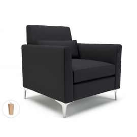 Roselle 90cm Wide Armchair Ebony Fabric Light Wood Feet