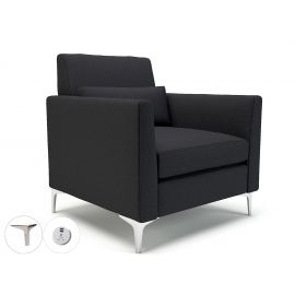 Roselle 90cm Wide Armchair Ebony Fabric Chrome Feet With Socket
