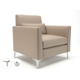 Roselle 90cm Wide Armchair Taupe Faux Leather Chrome Feet With Socket