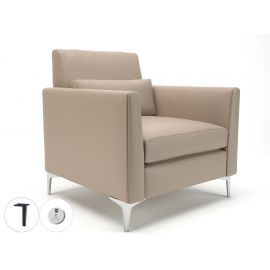 Roselle 90cm Wide Armchair Taupe Faux Leather Matt Black Feet With Socket