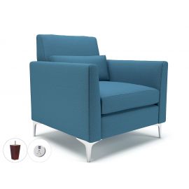 Roselle 90cm Wide Armchair Lagoon Fabric Ebony Wood Feet With Socket