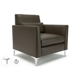 Roselle 90cm Wide Armchair Mocha Faux Leather Chrome Feet With Socket