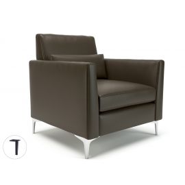 Roselle 90cm Wide Armchair Mocha Faux Leather Matt Black Feet