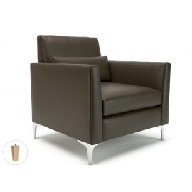 Roselle 90cm Wide Armchair Mocha Faux Leather Light Wood Feet