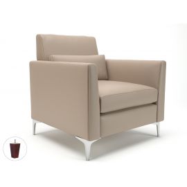 Roselle 90cm Wide Armchair Taupe Faux Leather Ebony Wood Feet