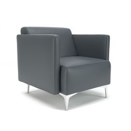 Napa Slim Arm 75cm Wide Armchair Atlantic Faux Leather Chrome Feet