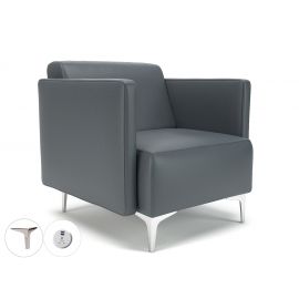 Napa Slim Arm 75cm Wide Armchair Atlantic Faux Leather Chrome Feet With Socket