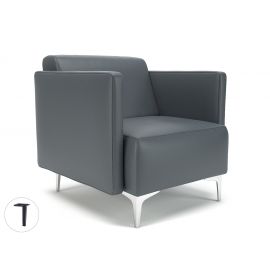 Napa Slim Arm 75cm Wide Armchair Atlantic Faux Leather Matt Black Feet