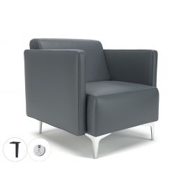 Napa Slim Arm 75cm Wide Armchair Atlantic Faux Leather Matt Black Feet With Socket