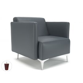 Napa Slim Arm 75cm Wide Armchair Atlantic Faux Leather Ebony Wood Feet