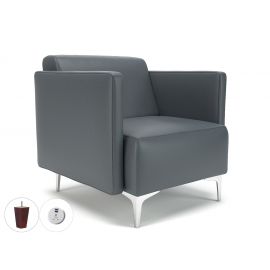 Napa Slim Arm 75cm Wide Armchair Atlantic Faux Leather Ebony Wood Feet With Socket