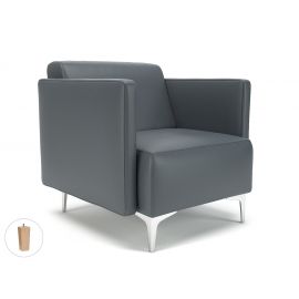 Napa Slim Arm 75cm Wide Armchair Atlantic Faux Leather Light Wood Feet
