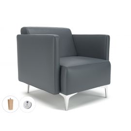 Napa Slim Arm 75cm Wide Armchair Atlantic Faux Leather Light Wood Feet With Socket