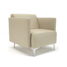 Napa Slim Arm 75cm Wide Armchair Chalk Faux Leather Chrome Feet