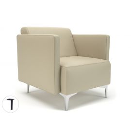 Napa Slim Arm 75cm Wide Armchair Chalk Faux Leather Matt Black Feet
