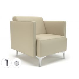 Napa Slim Arm 75cm Wide Armchair Chalk Faux Leather Matt Black Feet With Socket