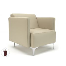 Napa Slim Arm 75cm Wide Armchair Chalk Faux Leather Ebony Wood Feet