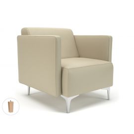 Napa Slim Arm 75cm Wide Armchair Chalk Faux Leather Light Wood Feet