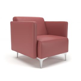 Napa Slim Arm 75cm Wide Armchair Chilli Faux Leather Chrome Feet