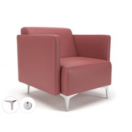Napa Slim Arm 75cm Wide Armchair Chilli Faux Leather Chrome Feet With Socket