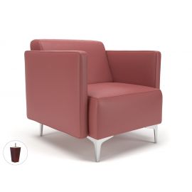 Napa Slim Arm 75cm Wide Armchair Chilli Faux Leather Ebony Wood Feet