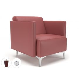 Napa Slim Arm 75cm Wide Armchair Chilli Faux Leather Ebony Wood Feet With Socket