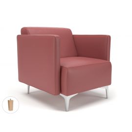 Napa Slim Arm 75cm Wide Armchair Chilli Faux Leather Light Wood Feet