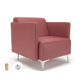 Napa Slim Arm 75cm Wide Armchair Chilli Faux Leather Light Wood Feet With Socket