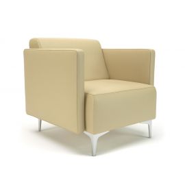 Napa Slim Arm 75cm Wide Armchair Cream Faux Leather Chrome Feet