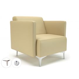 Napa Slim Arm 75cm Wide Armchair Cream Faux Leather Chrome Feet With Socket