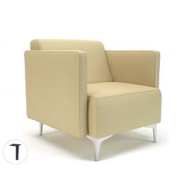 Napa Slim Arm 75cm Wide Armchair Cream Faux Leather Matt Black Feet