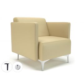 Napa Slim Arm 75cm Wide Armchair Cream Faux Leather Matt Black Feet With Socket