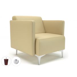 Napa Slim Arm 75cm Wide Armchair Cream Faux Leather Ebony Wood Feet With Socket
