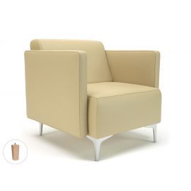 Napa Slim Arm 75cm Wide Armchair Cream Faux Leather Light Wood Feet