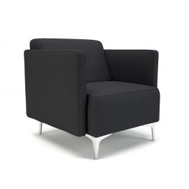 Napa Slim Arm 75cm Wide Armchair Ebony Fabric Chrome Feet